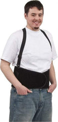 PRO-SAFE - Size S, Hook & Loop, Elastic Nylon Belt with Shoulder Straps - 26 to 36" Waist, 8" Wide, Detachable Strap, Black - Americas Industrial Supply