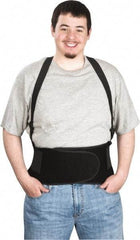 PRO-SAFE - Size M, Hook & Loop, Elastic Nylon Belt with Shoulder Straps - 32 to 38" Waist, 8" Wide, Detachable Strap, Black - Americas Industrial Supply