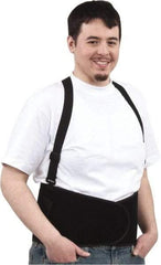 PRO-SAFE - Size L, Hook & Loop, Elastic Nylon Belt with Shoulder Straps - 38 to 47" Waist, 8" Wide, Detachable Strap, Black - Americas Industrial Supply