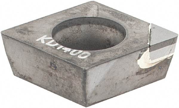 Kennametal - CPGW32.51 F Grade KD1400 Polycrystalline Diamond (PCD) Turning Insert - 80° Diamond, 3/8" Inscr Circle, 5/32" Thick, 1/64" Corner Radius - Americas Industrial Supply