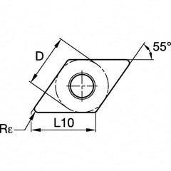 Kennametal - DCGW32.51 F Grade KD1425 Polycrystalline Diamond (PCD) Turning Insert - 55° Diamond, 3/8" Inscr Circle, 5/32" Thick, 1/64" Corner Radius - Americas Industrial Supply