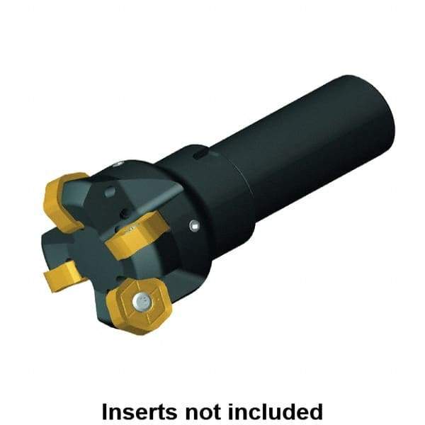 Kennametal - 45° Lead Angle, 51mm Max Cut Diam, 4.5mm Max Depth of Cut, Indexable Chamfer & Angle End Mill - 3 Inserts, HNGJ 53.., HNGJ 0905.. Insert Style, 107mm OAL, Straight Shank - Americas Industrial Supply