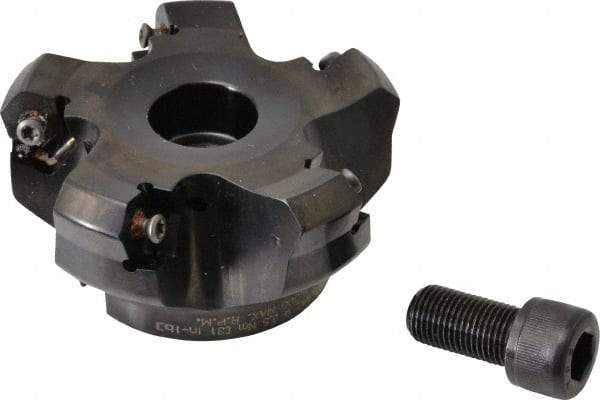 Kennametal - 3" Cut Diam, 1" Arbor Hole, 4.5mm Max Depth of Cut, 45° Indexable Chamfer & Angle Face Mill - 5 Inserts, HNGJ 535ANENLD Insert, Right Hand Cut, 5 Flutes, Through Coolant, Series KSHR - Americas Industrial Supply