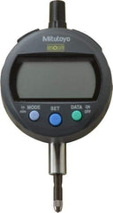Mitutoyo - 0 to 12.7mm Range, 0.00005" Graduation, Electronic Drop Indicator - Flat Back, Accurate to 0.0001", English & Metric System, LCD Display - Americas Industrial Supply