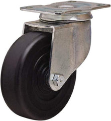 Hamilton - 4" Diam x 1-1/4" Wide x 5" OAH Top Plate Mount Swivel Caster - Hard Rubber, 165 Lb Capacity, Self-Lubricating Bearing, 2-1/2 x 3-3/4" Plate - Americas Industrial Supply
