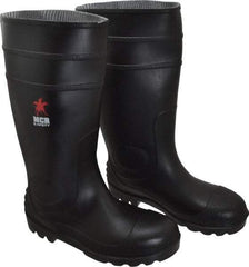 MCR Safety - Men's Size 9 Medium Width Steel Knee Boot - Black, PVC Upper, 16" High, Non-Slip, Waterproof - Americas Industrial Supply