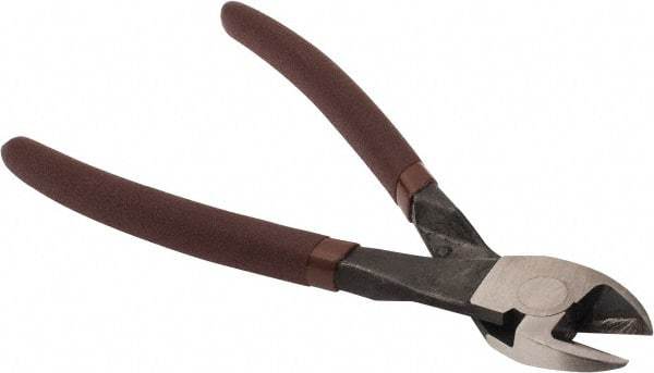 Paramount - 8" OAL, Diagonal Cutter - 13/16" Jaw Length x 1-3/16" Jaw Width, Round/Angled Head, Plastic Dipped Handle - Americas Industrial Supply