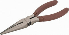 Paramount - 6" OAL, 2-5/64" Jaw Length x 3/4" Jaw Width, Long Nose Side Cutting Pliers - Serrated Jaw, Standard Head, Plastic Dipped Handles - Americas Industrial Supply