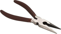 Paramount - 8" OAL, 2-23/64" Jaw Length x 7/8" Jaw Width, Long Nose Side Cutting Pliers - Serrated Jaw, Standard Head, Plastic Dipped Handles - Americas Industrial Supply