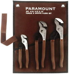 Paramount - 3 Piece Tongue & Groove Plier Set - Comes in Canvas Roll - Americas Industrial Supply