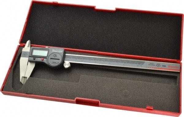 Starrett - 0 to 200mm Range, 0.01mm Resolution, IP67 Electronic Caliper - Stainless Steel with 1-7/8" Stainless Steel Jaws, 0.0015" Accuracy, Serial Output - Americas Industrial Supply