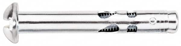 Powers Fasteners - 1/4" Diam, 1/4" Drill, 2" OAL, Sleeve Concrete Anchor - 1018 Steel, Round Head, Combination Slotted/Phillips Drive - Americas Industrial Supply