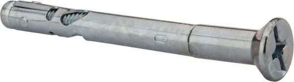 Powers Fasteners - 3/8" Diam, 3/8" Drill, 4" OAL, Sleeve Concrete Anchor - 1018 Steel, Flat Head, Combination Slotted/Phillips Drive - Americas Industrial Supply