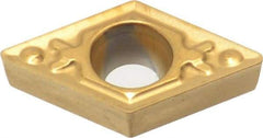 Kyocera - DCMT21.51 HQ Grade PV90 Cermet Turning Insert - TiN Finish, 55° Diamond, 1/4" Inscr Circle, 3/32" Thick, 1/64" Corner Radius - Americas Industrial Supply