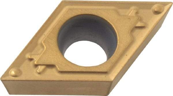 Kyocera - DCMT32.50.5 HQ Grade PV90 Cermet Turning Insert - TiN Finish, 55° Diamond, 3/8" Inscr Circle, 5/32" Thick, 0.0079" Corner Radius - Americas Industrial Supply