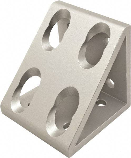 80/20 Inc. - 80mm Wide, Open Shelving 8 Hole Inside Corner Gusset - Aluminum, Clear Anodized Finish, 76mm Long, Use with 40 Series & Bolt Kit 75-3422 - Americas Industrial Supply