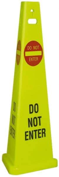 NMC - Do Not Enter, 40" High, Plastic Floor Sign - Cone, Red & Black on Yellow, For Security & Admittance - Americas Industrial Supply