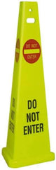 NMC - Do Not Enter, 40" High, Plastic Floor Sign - Cone, Red & Black on Yellow, For Security & Admittance - Americas Industrial Supply