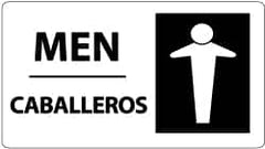 NMC - "Men", 10" Long x 18" Wide, Pressure-Sensitive Vinyl Safety Sign - Rectangle, 0.004" Thick, Use for Restroom, Janitorial & Housekeeping - Americas Industrial Supply