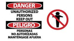 NMC - "Danger - Unauthorized Persons - Keep Out", 10" Long x 18" Wide, Pressure-Sensitive Vinyl Safety Sign - Rectangle, 0.004" Thick, Use for Accident Prevention - Americas Industrial Supply