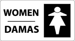 NMC - "Women", 10" Long x 18" Wide, Rigid Plastic Safety Sign - Rectangle, 0.05" Thick, Use for Restroom, Janitorial & Housekeeping - Americas Industrial Supply