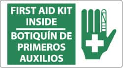 NMC - "First Aid Kit Inside", 10" Long x 18" Wide, Rigid Plastic Safety Sign - Rectangle, 0.05" Thick, Use for First Aid - Americas Industrial Supply