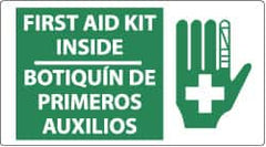 NMC - "First Aid Kit Inside", 10" Long x 18" Wide, Rigid Plastic Safety Sign - Rectangle, 0.05" Thick, Use for First Aid - Americas Industrial Supply