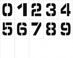 NMC - 0 to 9 Number Set Stencil - 8 Inch High x 8 Inch Wide Character x 0.06 Inch Thick, Polyethylene - Americas Industrial Supply