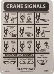 NMC - "Crane Signals", 14" Long x 10" Wide, Rigid Plastic Safety Sign - Rectangle, 0.05" Thick, Use for Accident Prevention - Americas Industrial Supply