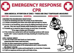 NMC - "Emergency Response - CPR", 10" Long x 14" Wide, Rigid Plastic Safety Sign - Rectangle, 0.05" Thick, Use for First Aid - Americas Industrial Supply