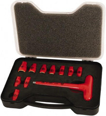 Wiha - 11 Piece 1/4" Drive Socket Set - 6 Points, 5mm to 14mm Range, Metric Measurement Standard - Americas Industrial Supply