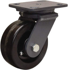 Hamilton - 5" Diam x 2" Wide x 6-1/2" OAH Top Plate Mount Swivel Caster - Phenolic, 1,000 Lb Capacity, Straight Roller Bearing, 4 x 5" Plate - Americas Industrial Supply