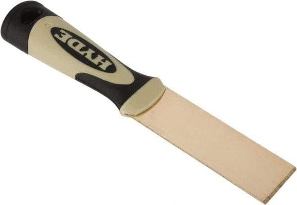 Hyde Tools - 1-1/4" Wide Brass Putty Knife - Stiff, Cushioned Grip Polypropylene Handle, 8" OAL - Americas Industrial Supply