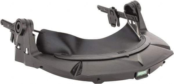 MSA - Plastic Face Shield Frame - Black, Debris Control, Compatible with MSA Slotted Caps & MSA Slotted Hard Hats - Americas Industrial Supply