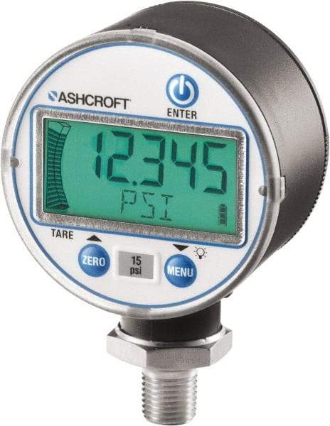 Ashcroft - 2-1/2" Dial, 1/4 Thread, 0-60 Scale Range, Pressure Gauge - Lower Connection Mount, Accurate to ±0.25% of Scale - Americas Industrial Supply