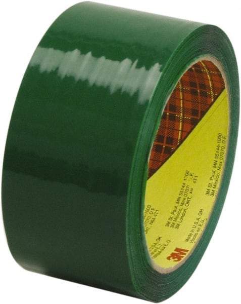 3M - 2" x 55 Yd Green Rubber Adhesive Sealing Tape - Polypropylene Film Backing, 2.5 mil Thick, 60 Lb Tensile Strength, Series 373 - Americas Industrial Supply