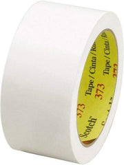 3M - 2" x 55 Yd White Rubber Adhesive Sealing Tape - Polypropylene Film Backing, 2.5 mil Thick, 60 Lb Tensile Strength, Series 373 - Americas Industrial Supply