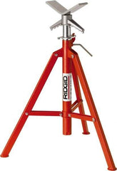 Ridgid - 1" to 12" Pipe Capacity, Portable Folding V-Head Stand - 28" to 52" High, 2,500 Lb Capacity - Americas Industrial Supply