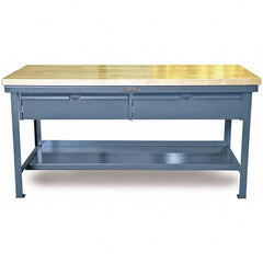 Strong Hold - Stationary Work Benches, Tables Type: Work Table with Drawer Top Material: Maple work surface 1-3/4" thick - Americas Industrial Supply