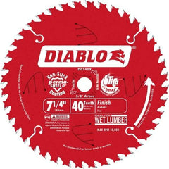 Freud - 7-1/4" Diam, 5/8" Arbor Hole Diam, 40 Tooth Wet & Dry Cut Saw Blade - Carbide-Tipped, Standard Round Arbor - Americas Industrial Supply