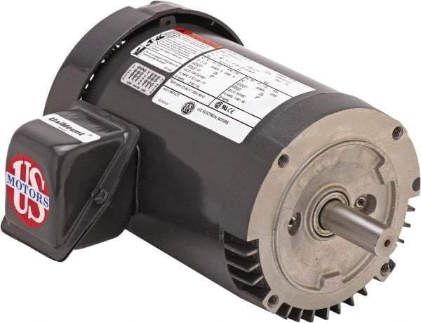 US Motors - 10 hp, TEFC Enclosure, No Thermal Protection, 1,760 RPM, 208-230/460 Volt, 60 Hz, Three Phase Premium Efficient Motor - Size 215 Frame, C-Face Mount, 1 Speed, Double Shielded Ball Bearings, 26.6-23.8/11.9 Full Load Amps, F Class Insulation - Americas Industrial Supply