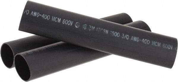 3M - 9" Long, 4:1, Polyolefin Heat Shrink Electrical Tubing - Black - Americas Industrial Supply