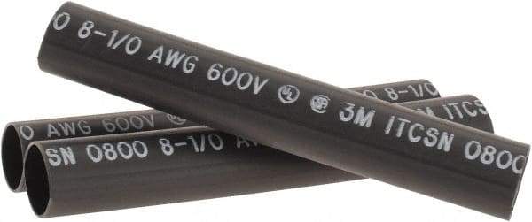 3M - 6" Long, 4:1, Polyolefin Heat Shrink Electrical Tubing - Black - Americas Industrial Supply