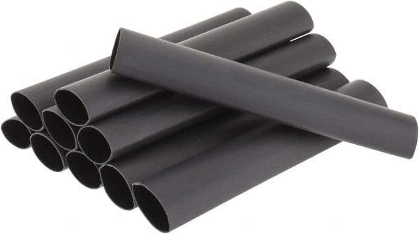 3M - 6" Long, 3:1, Polyolefin Heat Shrink Electrical Tubing - Black - Americas Industrial Supply