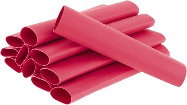 3M - 6" Long, 3:1, Polyolefin Heat Shrink Electrical Tubing - Red - Americas Industrial Supply