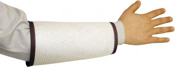 PRO-SAFE - Size L, White/Green Cane Mesh Sleeve - 9" Long Sleeve, Cut Resistance Level 4, Hook & Loop - Americas Industrial Supply