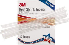 3M - 6" Long, 2:1, Polyolefin Heat Shrink Electrical Tubing - Clear - Americas Industrial Supply