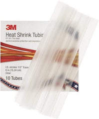 3M - 6" Long, 2:1, Polyolefin Heat Shrink Electrical Tubing - Clear - Americas Industrial Supply