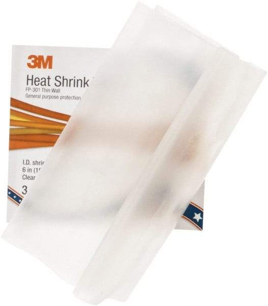 3M - 6" Long, 2:1, Polyolefin Heat Shrink Electrical Tubing - Clear - Americas Industrial Supply