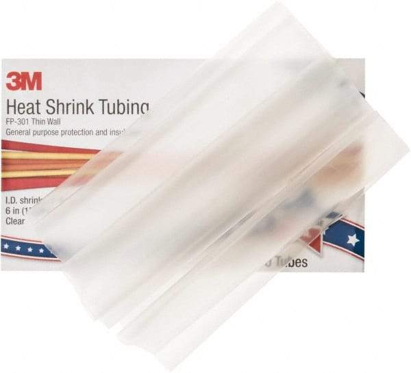 3M - 6" Long, 2:1, Polyolefin Heat Shrink Electrical Tubing - Clear - Americas Industrial Supply